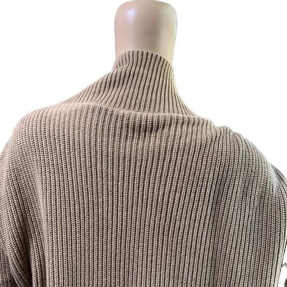 Tan Knit Open Front Long Sleeve Pocketed Slouchy Cardigan Size Medium - Picture 6 of 15